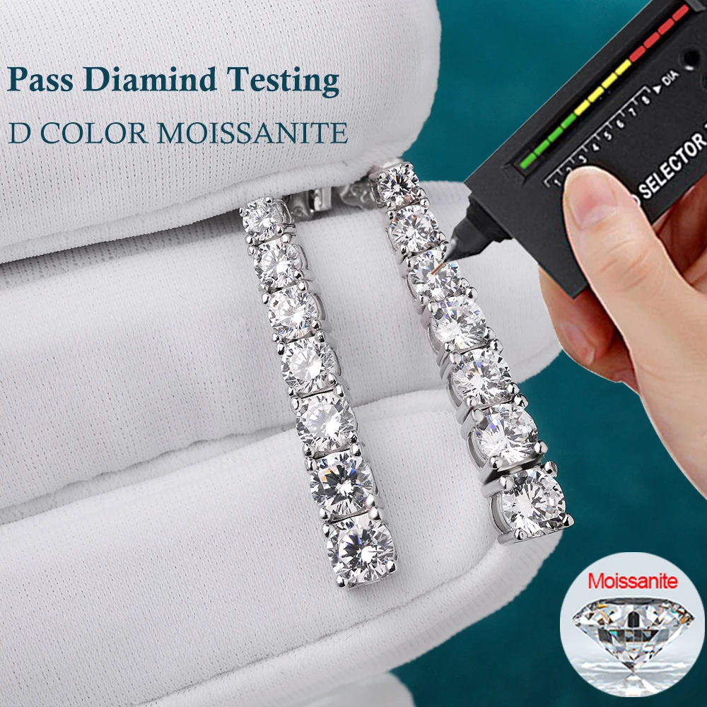 MUXIFC Sparkling Tassels Moissanite Drop Earrings 3-5mm Size Gradient Lab Diamond Stud Earring with GRA S925 Silver Ear Studs