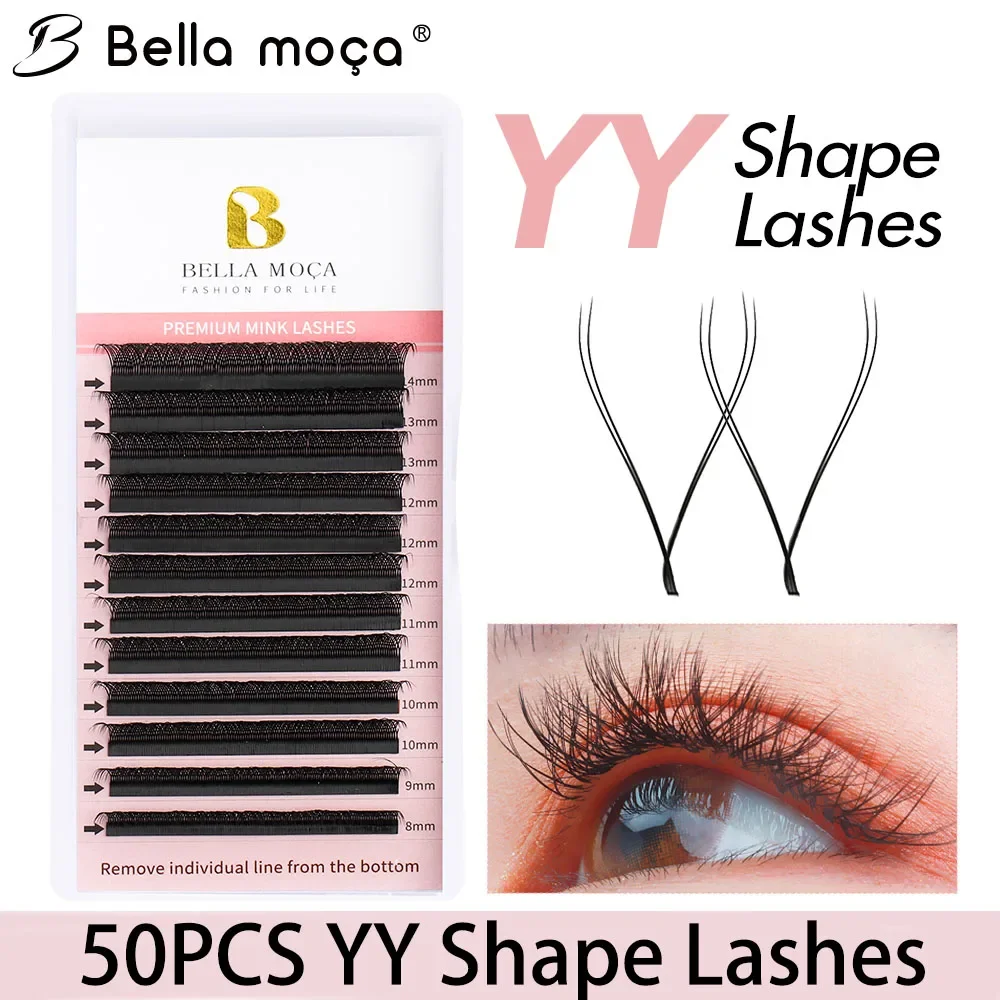 50PCS YY Shape Lashes YY Eyelashes Extension C/D Faux Mink Eyelashes Brazilian Cilios 8-14mm YY Lashes Shipping From Brazil