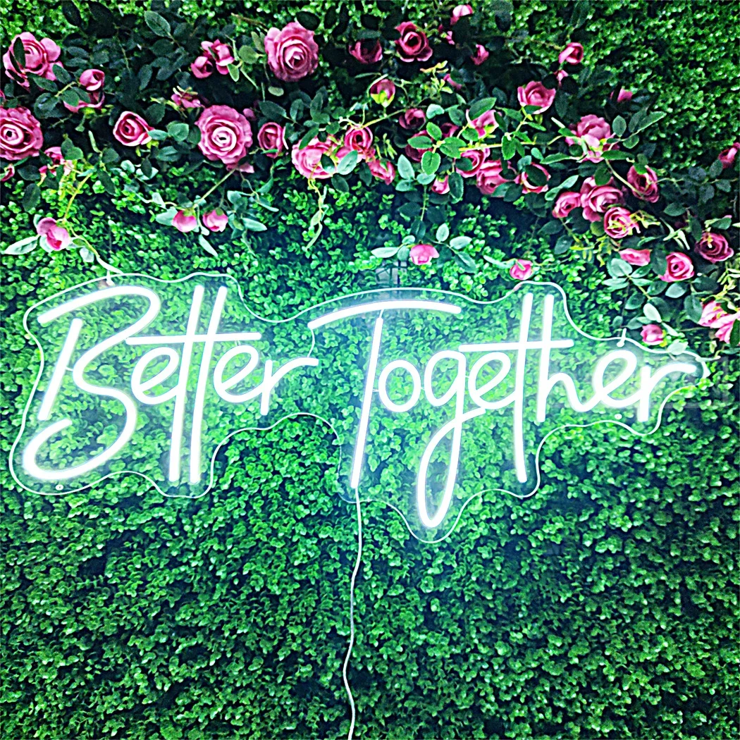 Imagem -04 - Better Together Neon Sign Light Interruptor Regulável Sinal Led de Casamento para Quarto Festa de Noivado Aniversário Senhor e Senhora