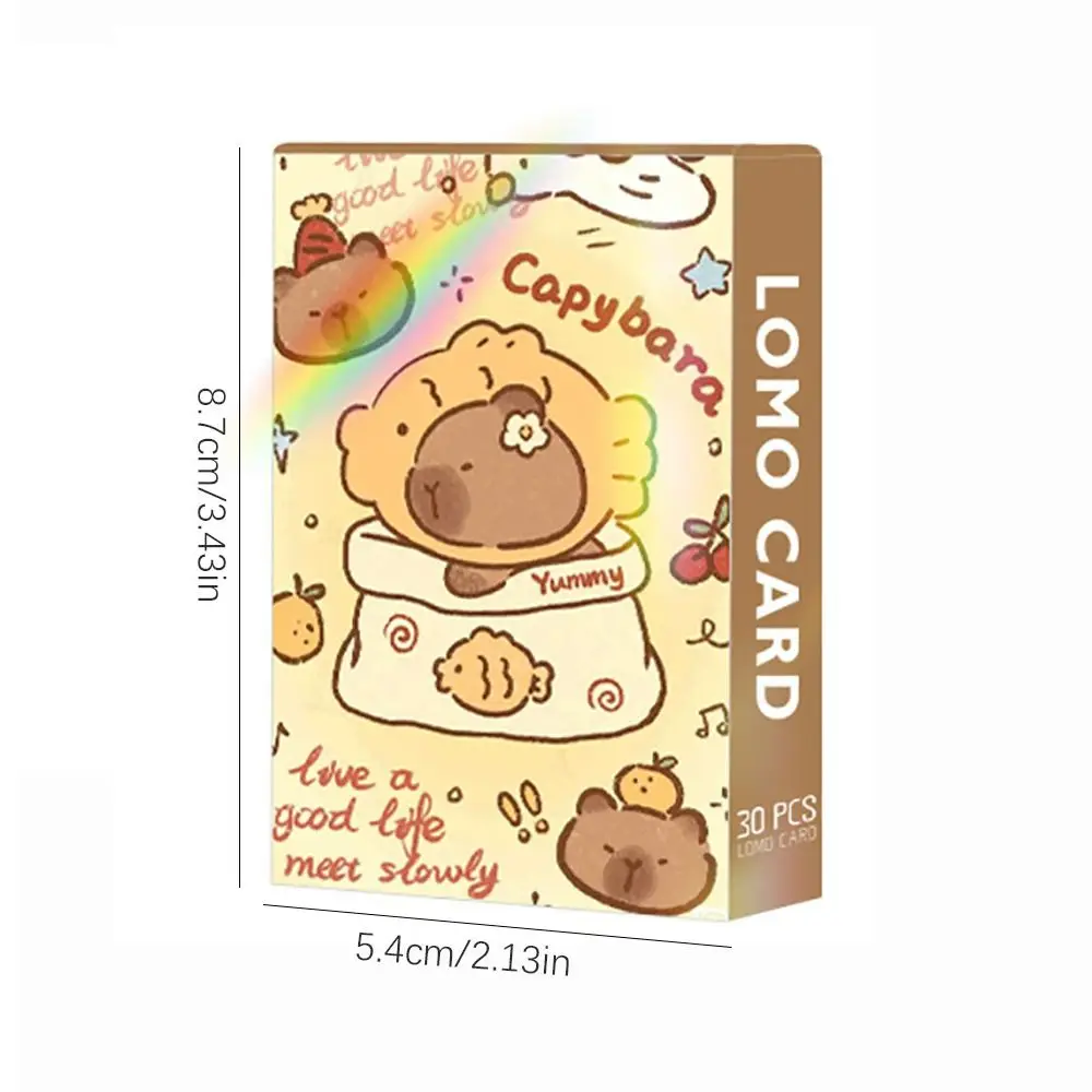 Kawaii dubbelzijdige Capybara Fotokaarten Cartoon Capybara Glitter Lomo Kaarten HD Collectie Kaarten Speelgoed