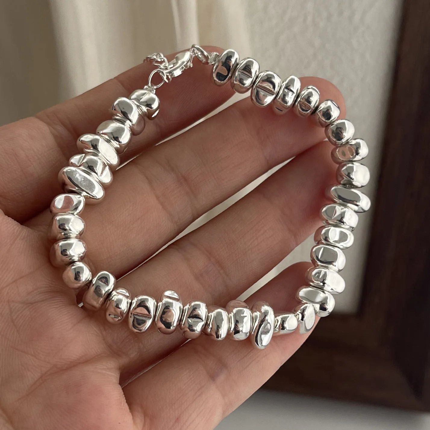 

Браслет из 100% стерлингового серебра 925 пробы в ретро-стиле для женщин и мужчин, винтажный, ручной работы, с каменными бусинами, подарок на день рождения