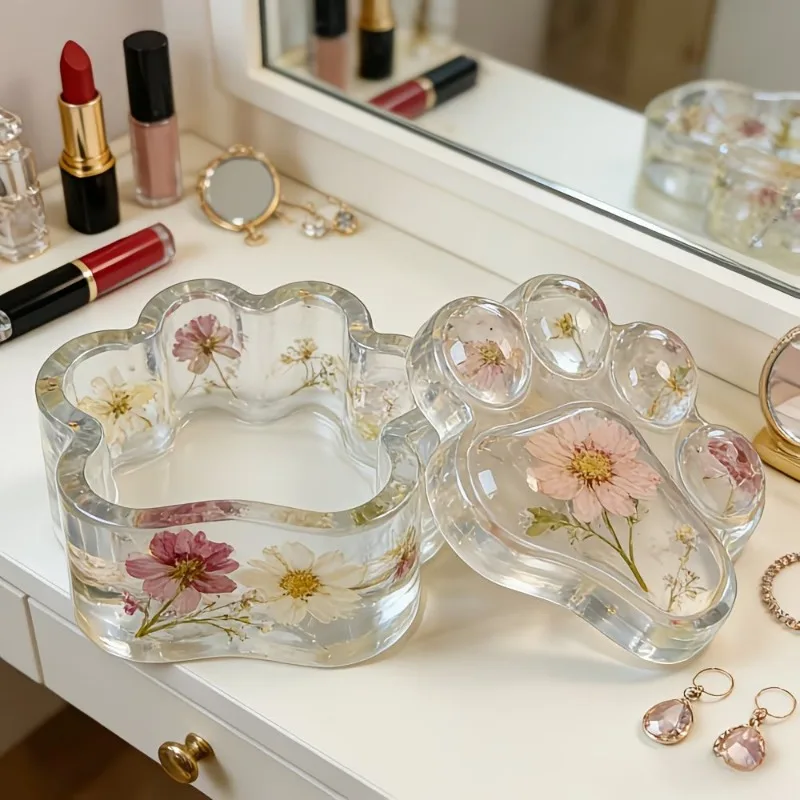 Resin Silicone Mold Love Dog Paw Print Cover and Storage Box Storage 3D Decorative Silicone Mold DIY Candle Silicone Mold view 4