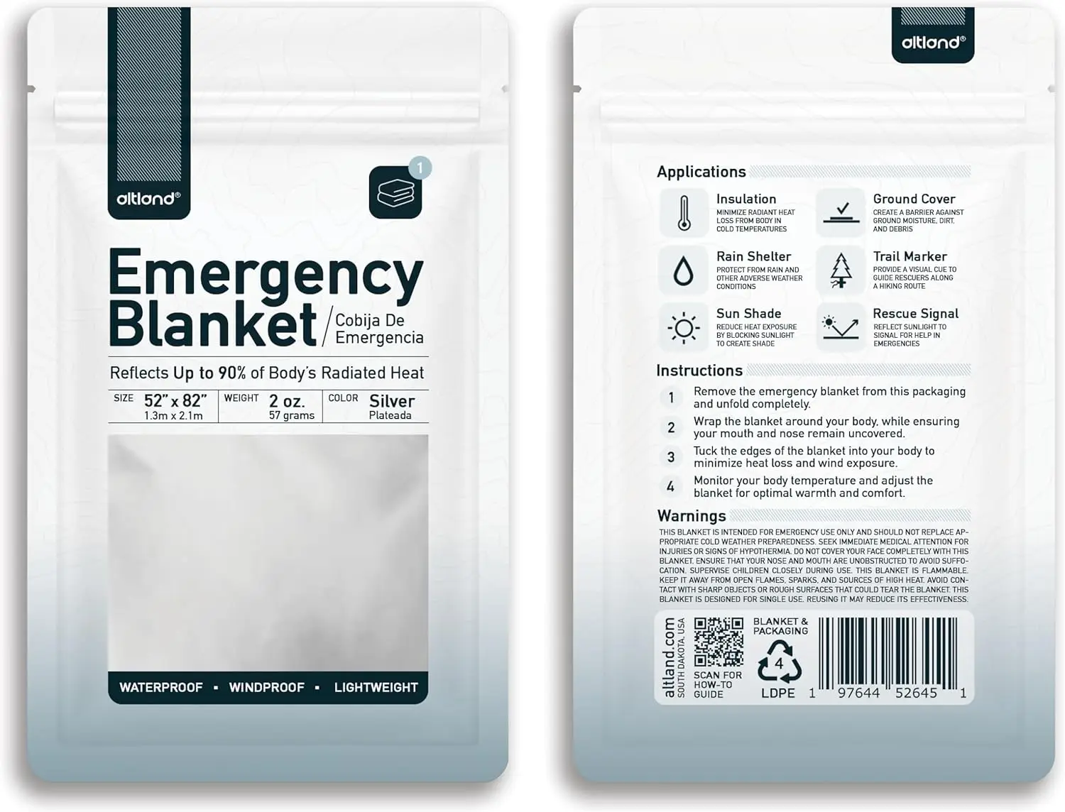 50 Pack Emergency Blankets - Heat Reflective for Survival Kits, Disaster Prep, Cold Weather Camping