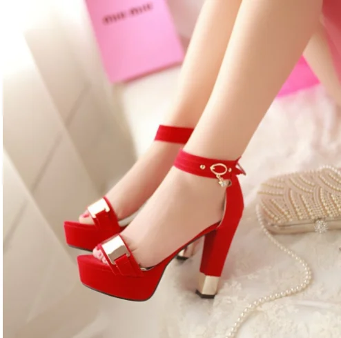 2022 New Summer Platform Sandals Women Ladies Shoes Thick Heels Sandals High Heels Suede Fashion Sandals Plus Size 33-45