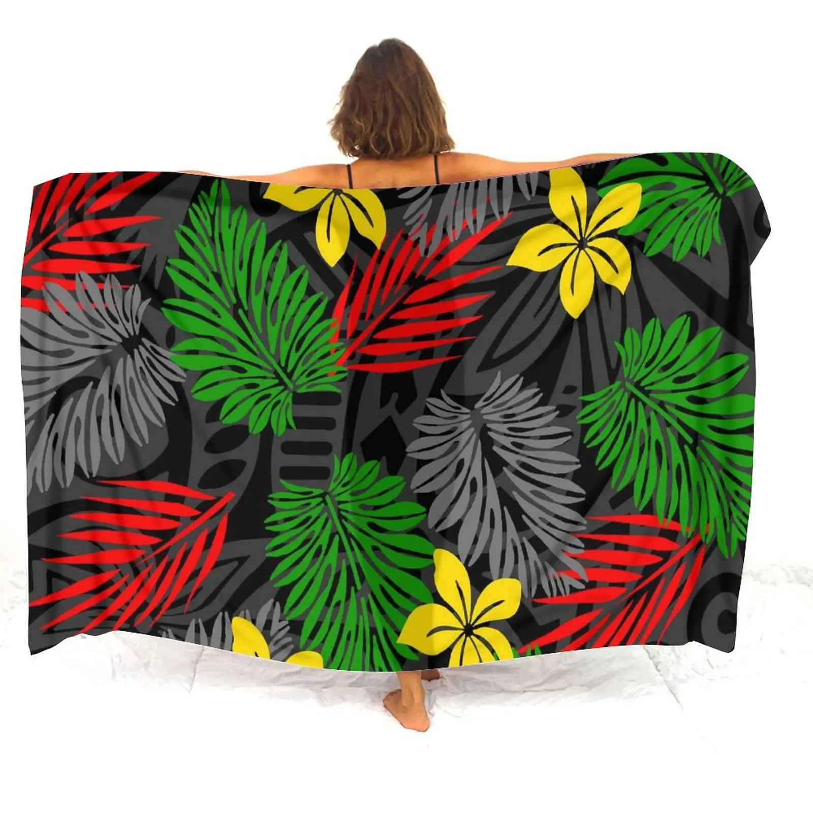 Island Sarong Women Beach Sarong Headscarf One-Piece Custom Printed Sarong Polynesian Sarongs Beach Wrap Sun-Protective Coat