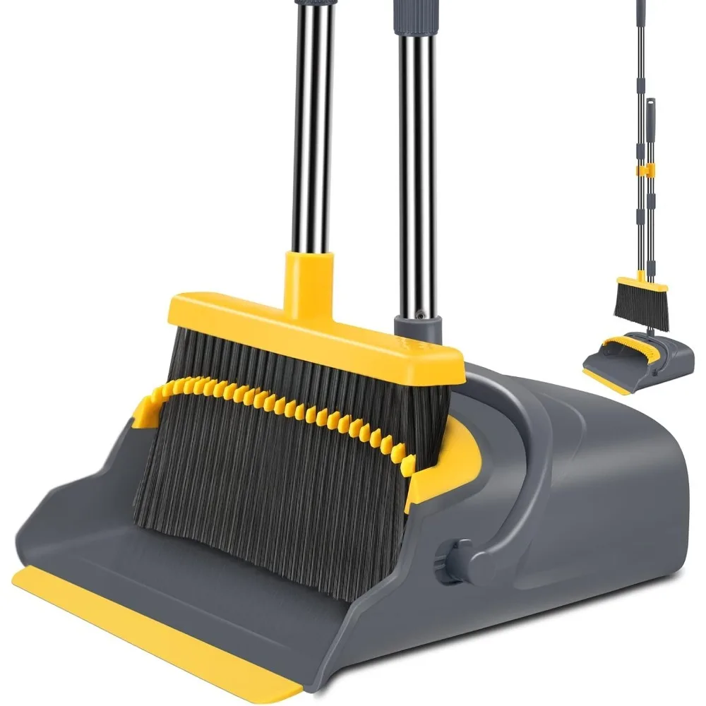 

Upgrade Broom and Dustpan Set, Broom with Dustpan Combo Set, Self-Cleaning with Dustpan Teeth, Indoor&Outdoor Sweeping, Stand Up