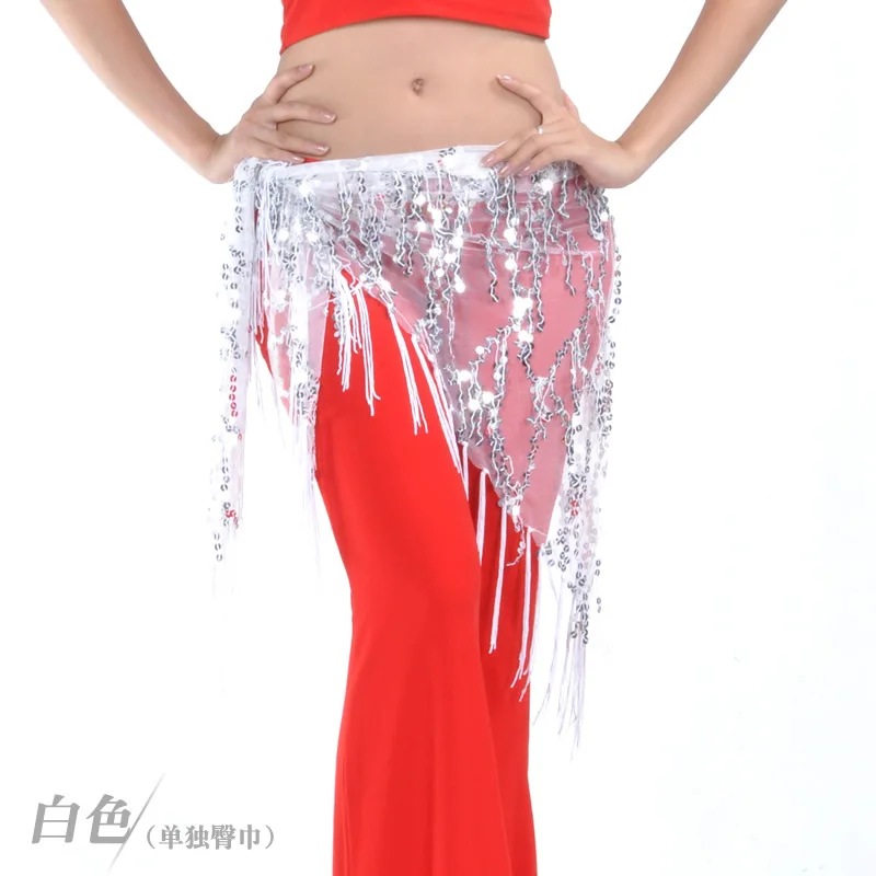 Sequined triangle scarf, belly dance fringed waist scarf, gauze scarf clothing is hot, only one waist scarf is included.