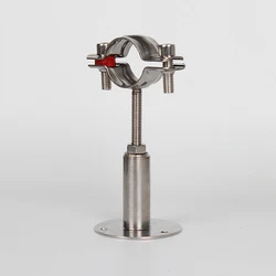 15mm-89mm OD Stainless Steel SS304 Pipe Clamp Clip Support Bracket With Base Plate Pole Length 50mm-100mm