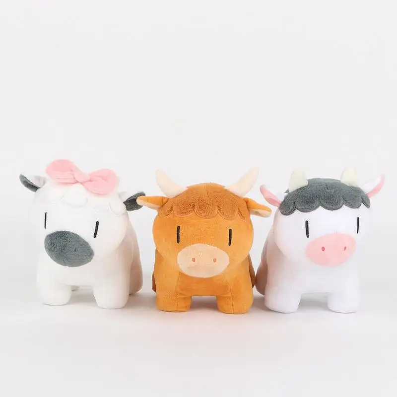 Mucca di peluche peluche cartone animato mucca pulcino farcito bambola di peluche morbido peluche animali di peluche simpatici animali di peluche sensoriali agitati