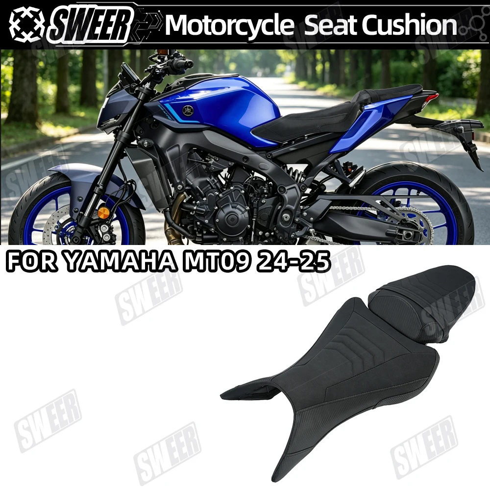 Motorcycle Split Rider Passenger Seat Cushion Suitable For Yamaha MT‑09 MT09 2024-2025 PU Leather Sponge Comfort Seat