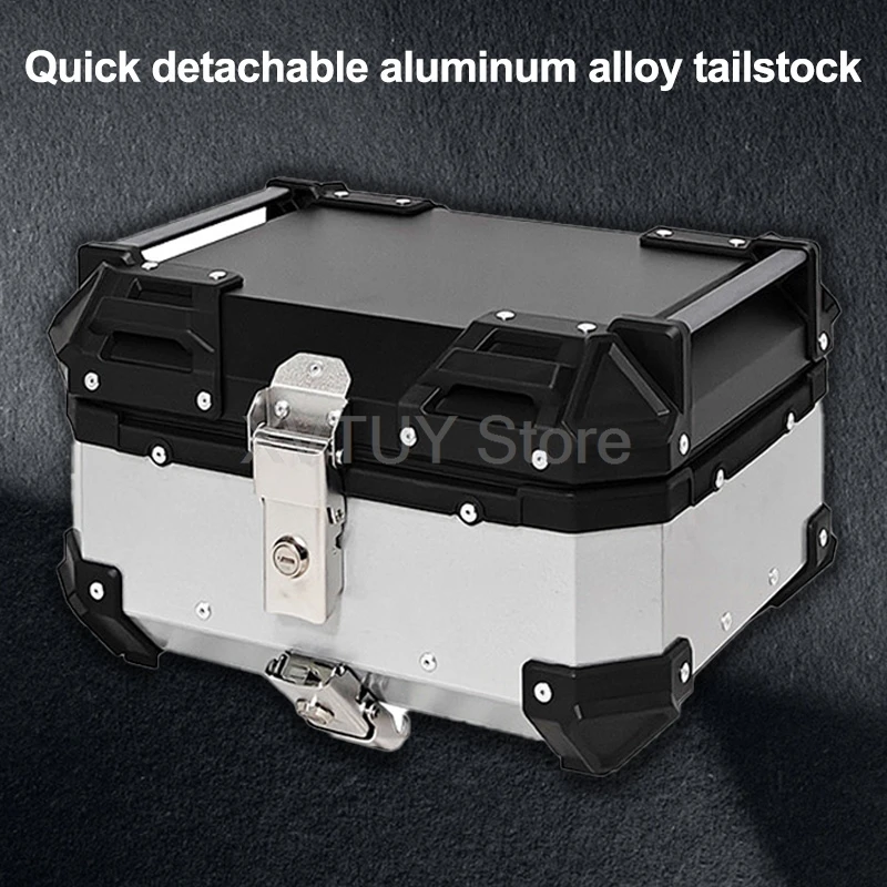 

Universal Aluminum Motorcycle Rear Luggage Trunk 22L 25L Waterproof Helmet Key Lock Toolbox Quick Release Tail Top Case