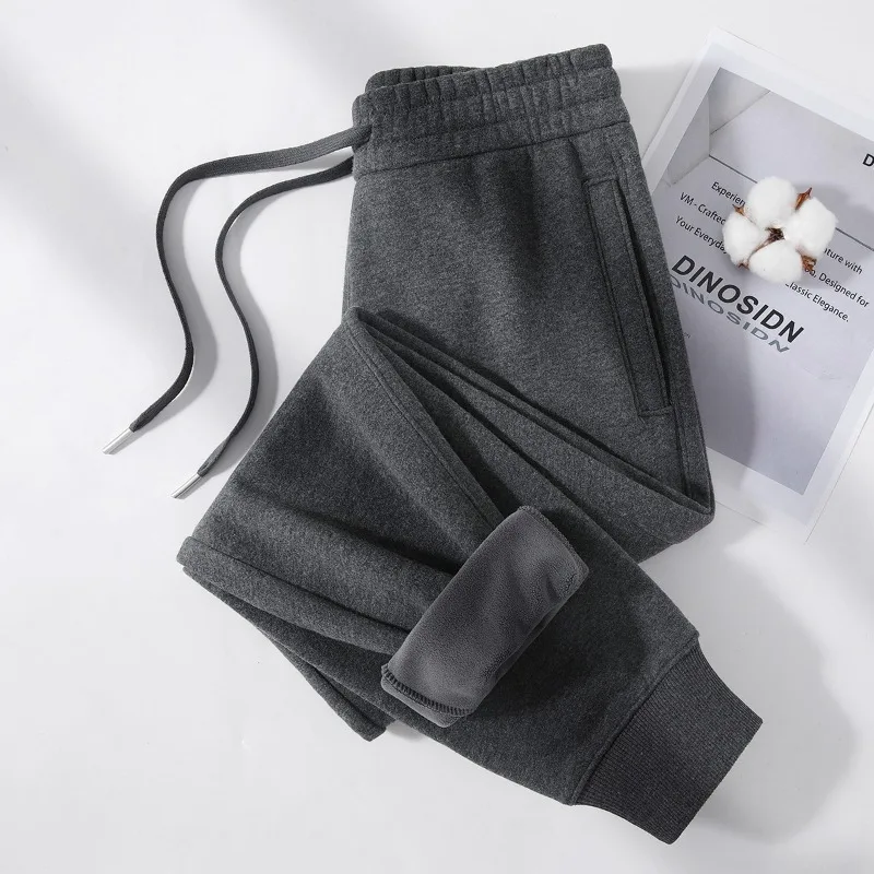2026 Fashion Fleece Thicken Sweatpants Women's Cotton Bundle-foot Pants Autumn Winter Elastic-waist Warm Sports Casual Trousers