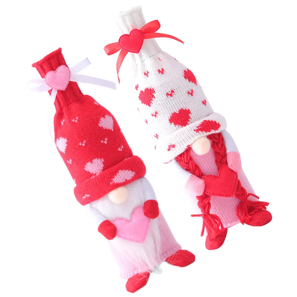 2Pcs Reusable Washable Wine Bottle Sleeves Anti-Scratch Dust Protective Covers Romantic Couple Design Valentine Wedding