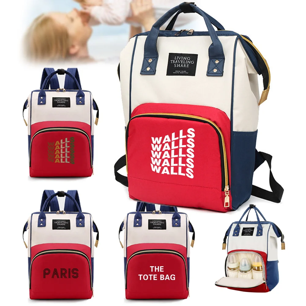 

New Mommy Bag Large Capacity Travel Organizer Bag Outdoor Travel Diaper Bags Multi-function Storage Backpack Print Walls Pattern