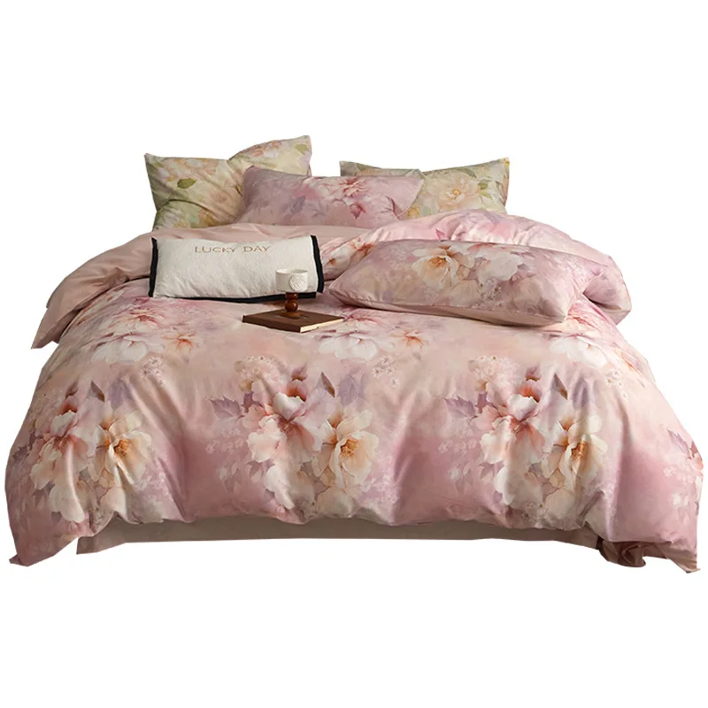 

YJQ 60 satin printing long-staple cotton four-piece cotton bedding four-season universal light luxury