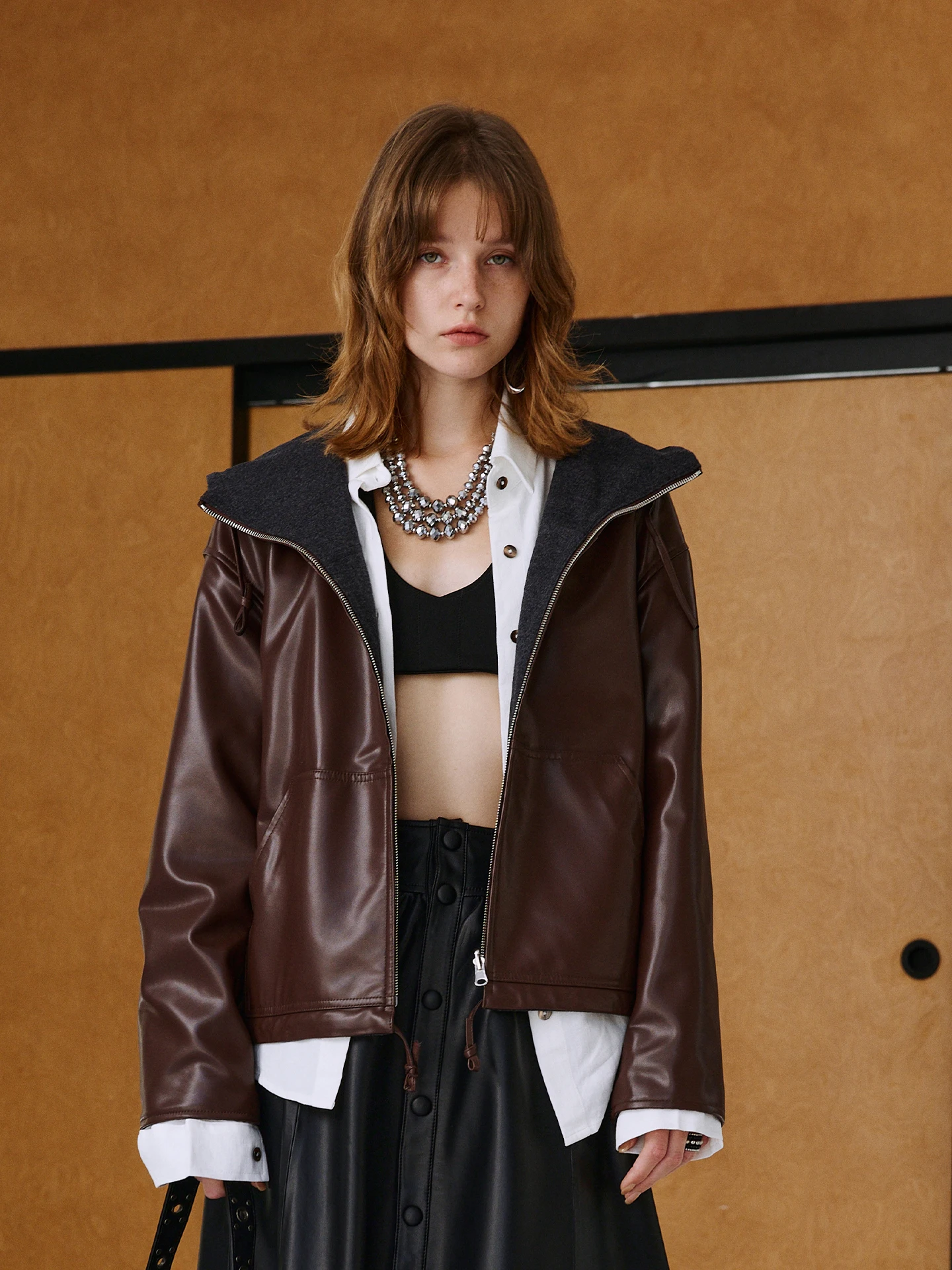 

Двусторонняя женская куртка Kele из натуральной овечьей кожи, новая модная модель с капюшоном, свободного кроя, на молнии, для повседневной носки