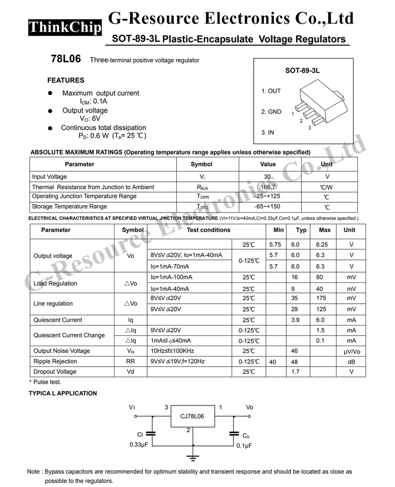(100 قطعة) 78L06 SOT-89 CJ78L06 SMD منظم جهد ثلاثي الأطراف