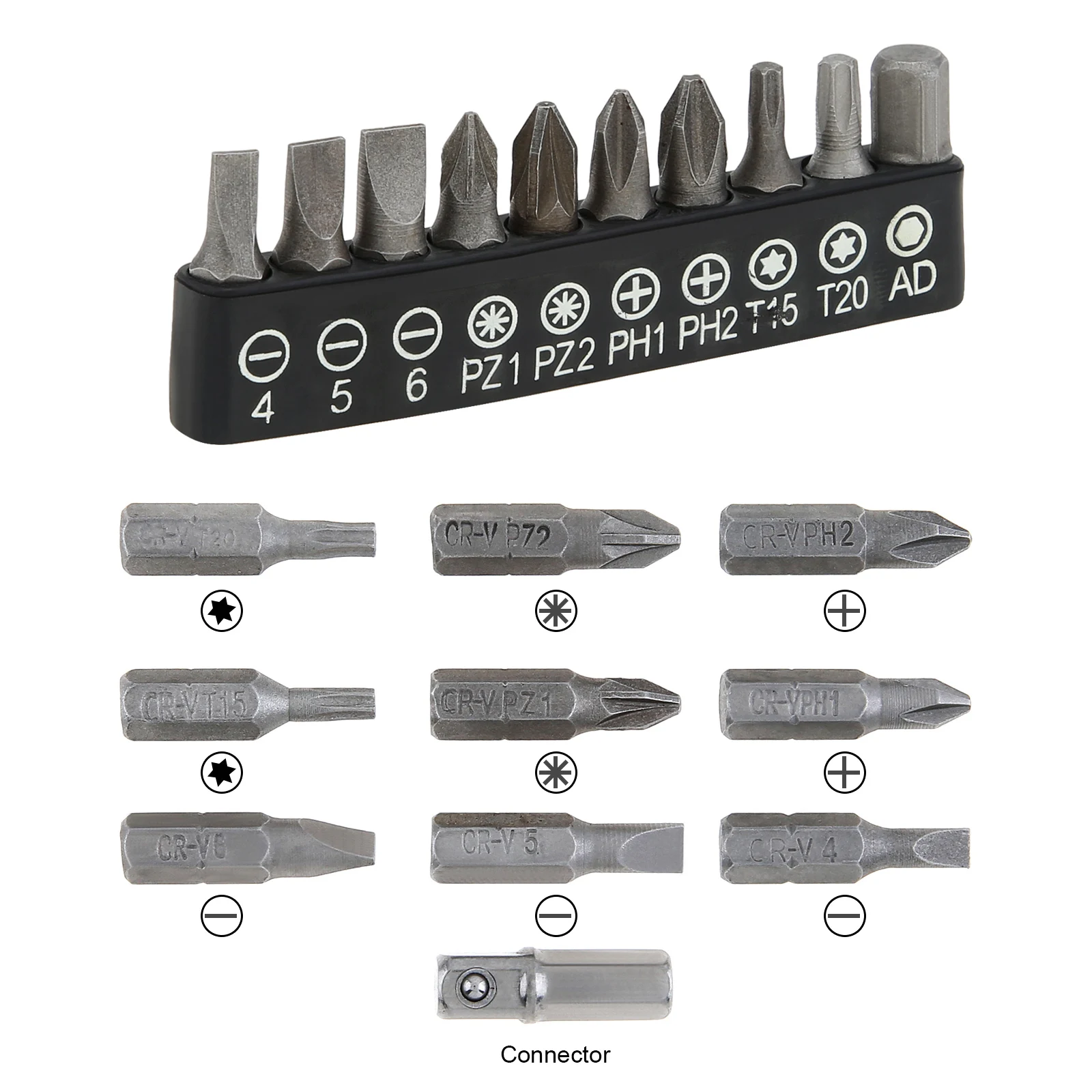 11pcs 1/4 Inch Ratchet Wrench Bit Set for Small Space Maintenance Performance,Batch Head Socket Dual Purpose L Bending Wrench