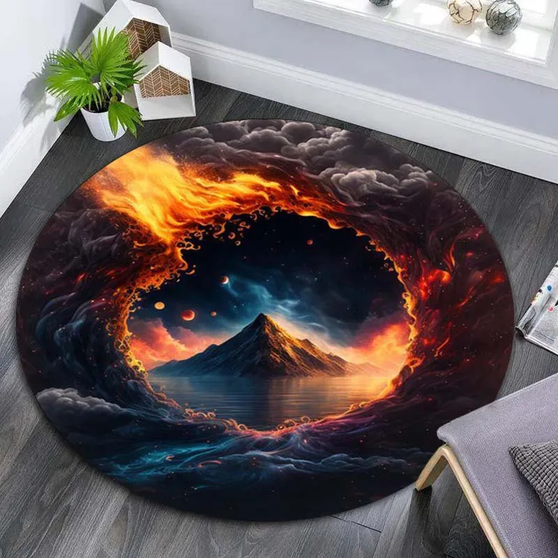 Abstract Swirl Round Mat Black and White Vortex Optical Illusion Modern Spiral Circular Decor Rug for Indoor Living Space Decor