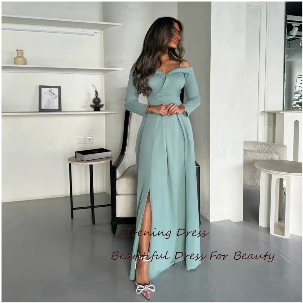 

Long Prom Evening Dresses High Side Slit Elegant Party Dresses for Women 2024 Full Sleeve Formal Cocktail Gown New Vestidos