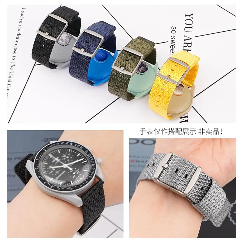 Nylon Dệt Dây Đeo Đồng Hồ Cho Omega MoonSwatch Thay Thế Dây 20Mm Phát Hành Nhanh Đa Năng Băng Cổ Tay Thoáng Khí Đai Phụ Kiện