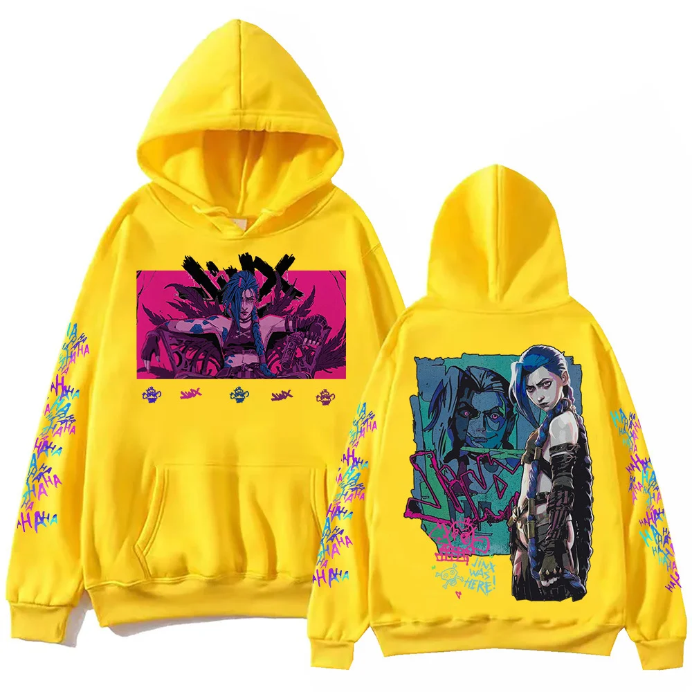 Anime Arcane League Jinx Felpe con cappuccio Stampa 3D Uomo/Donna Cartoon Tuta Felpa Manica lunga Kid Pullover Felpa con cappuccio da uomo