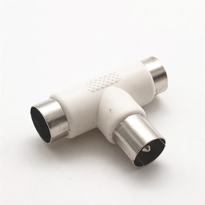 Tee Plug T-Type 2-Way TV Splitter Antenna Coaxial Cable TV Male Plug to 2x Dual Female Jack Antenna Connector Adaptor A6