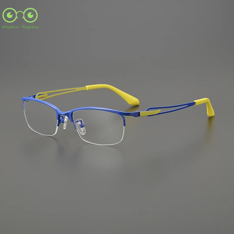 إطار نظارات جديد بنصف إطار للسفر في الهواء الطلق للرجال والنساء، إطار تيتانيوم أدبي متعدد الاستخدامات مع ضوء أزرق