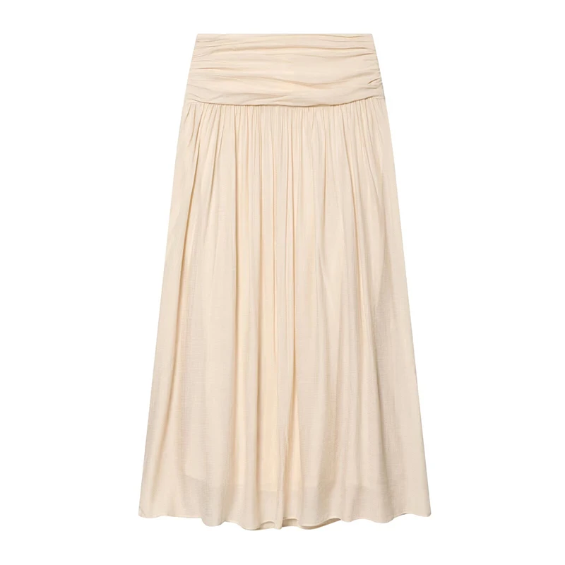 Women's Ruched Waist Long Skirt Drawstring Side Flowy A-Line Holiday Casual Summer Skirts