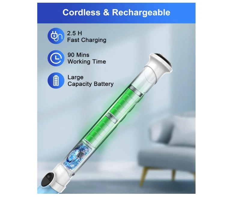 Electric Spin Scrubber, Cordless Shower Brush with 5 Replaceable Cleaning Heads and Adjustable Extension Arm, for Bathtub, Floor