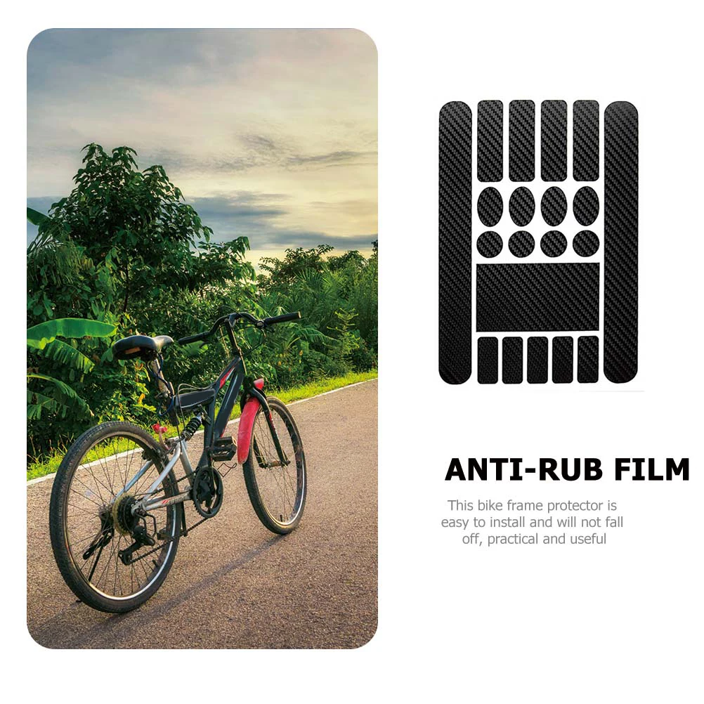 

5 Sheets Anti scratch Stickers Bike Frame Chainstay Protectors Durable Carbon Fiber Design Fits Road Bicycles Practical