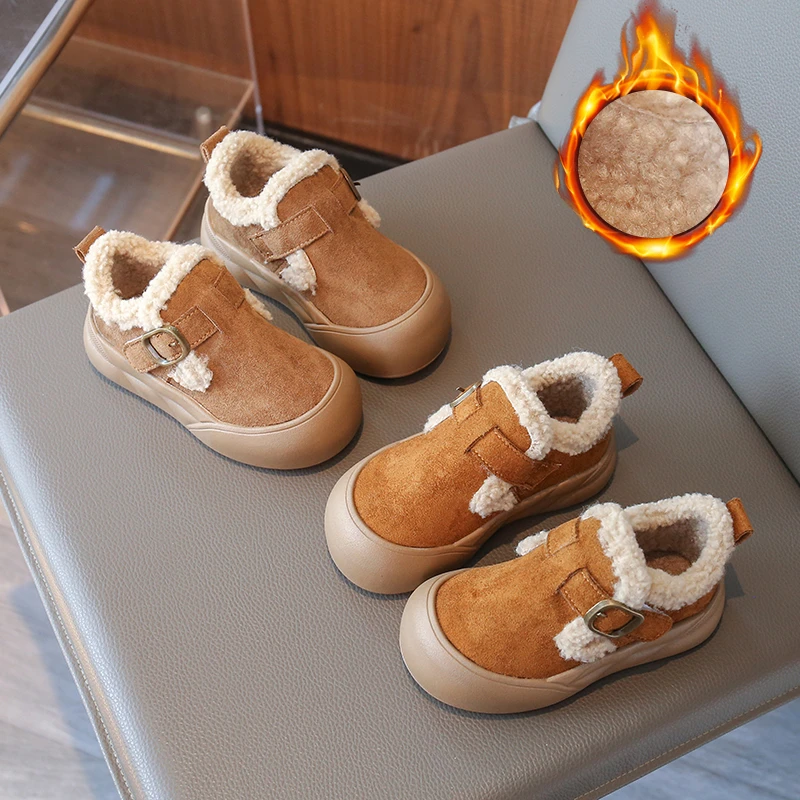 

Winter Children's Indoor Warm Cotton Shoes - Girls' Thick-soled Soft Plush Home Shoes - Daily Walking Plush Shoes