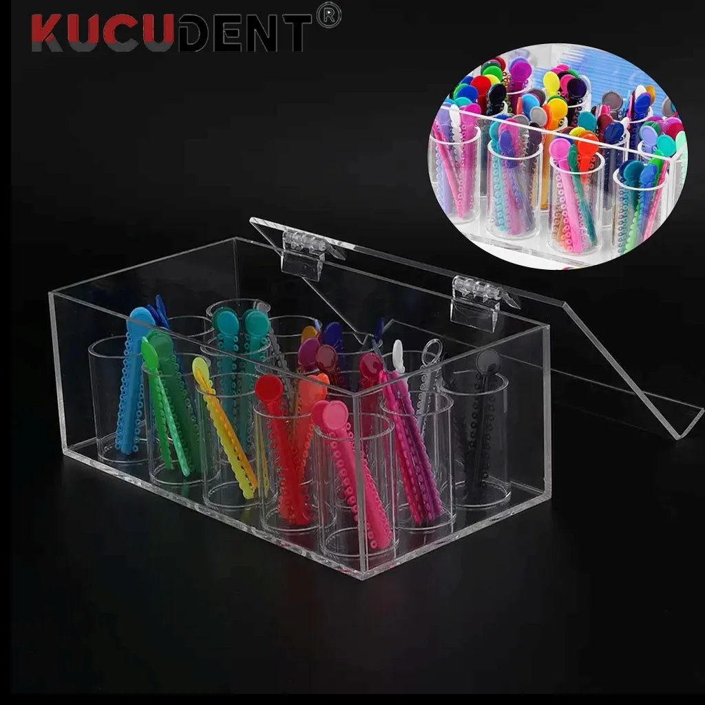 15 Holes Dental Orthodontic Ligature Ties Box Acrylic Ligature Tie Placer Holder Organizer for Ortho Elastic Rubber Chain Case