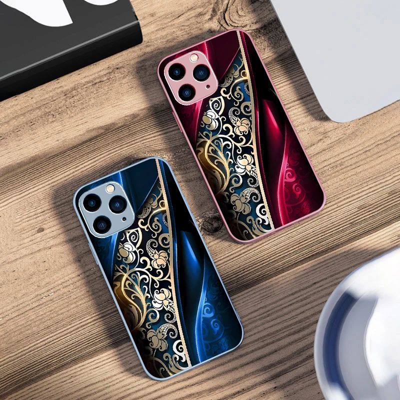 Fate Gear Black For IPhone 16 Pro Max 15 Pro 14 13 12 Mini 11 XS Max XR 7 8 Plu SE 2022 Tempered Glass Phone Case