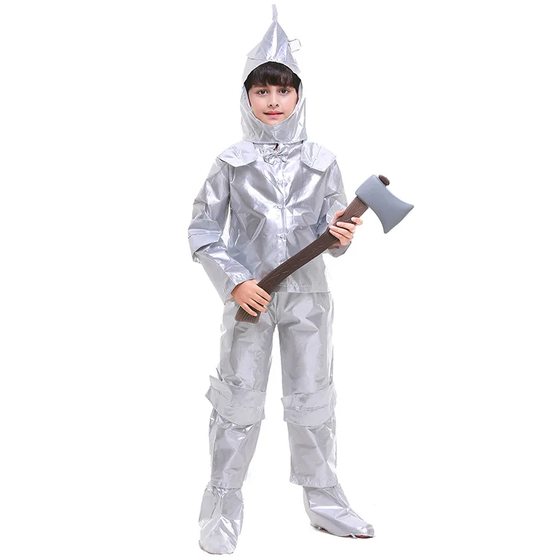 Trajes De Halloween 2020 O Homem De Lata Cosplay Roupas Impermeáveis com Chapelaria Sapato Cobre Traje De Hickory Prateado