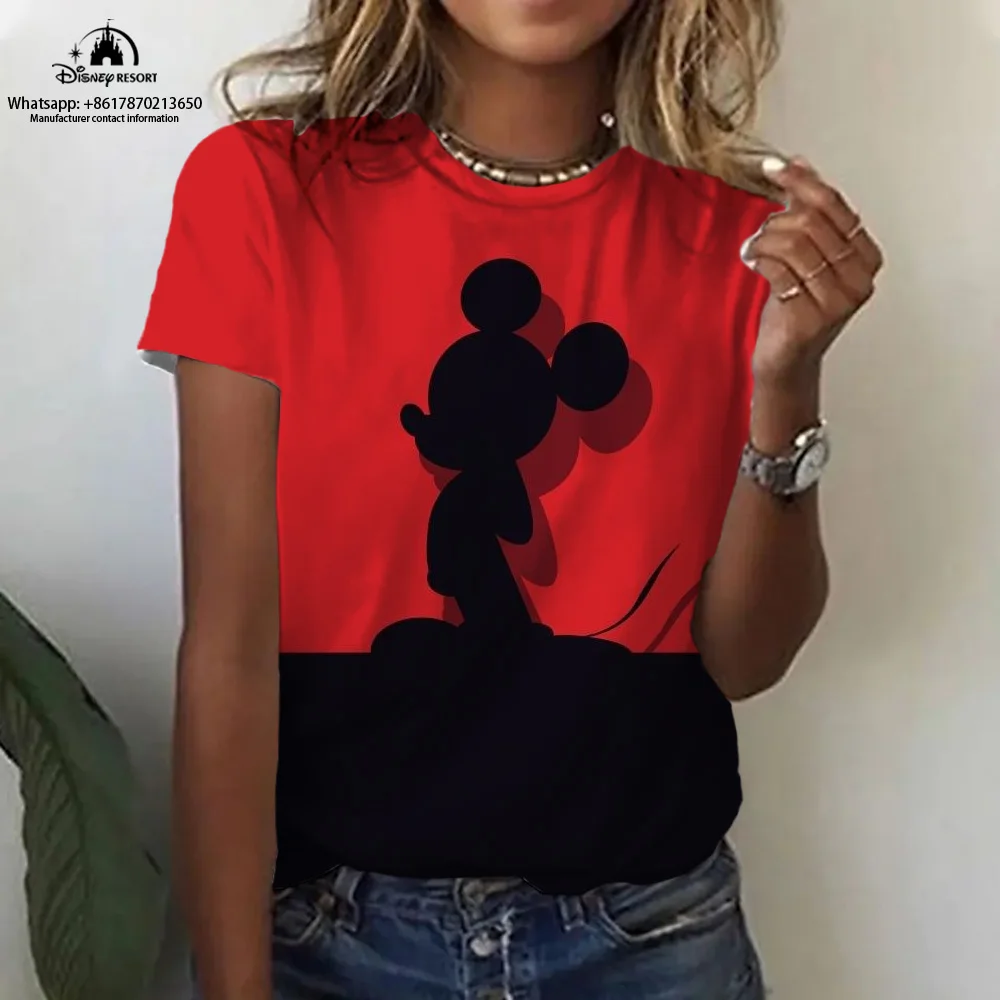 Modisches und bequemes lässiges kurz ärmel iges Mickey Cartoon T-Shirt Sommer Damen Kurzarm T-Shirt 2024 neu