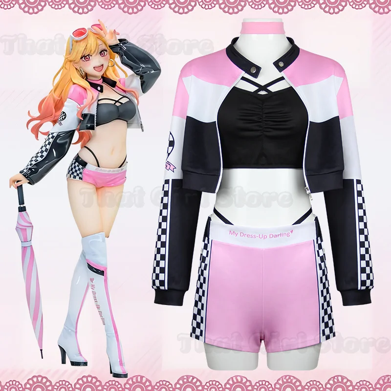 My Dress Up Darling Marin Kitagawa Cosplay-Kostüm My Dress Up Darling Rennanzug Halloween-Party-Outfit für Frauen Anime-Rollenspiel