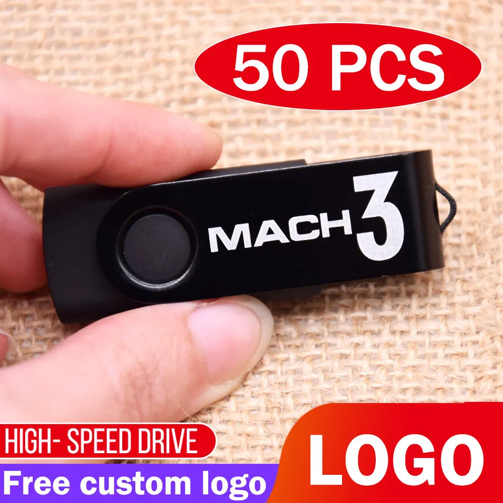 

50Pcs/Lot USB Flash Drive 64GB 32GB 128GB High Speed Pen Drive 16GB Memory Stick Free Custom Logo Gift Metal Memory U Disk