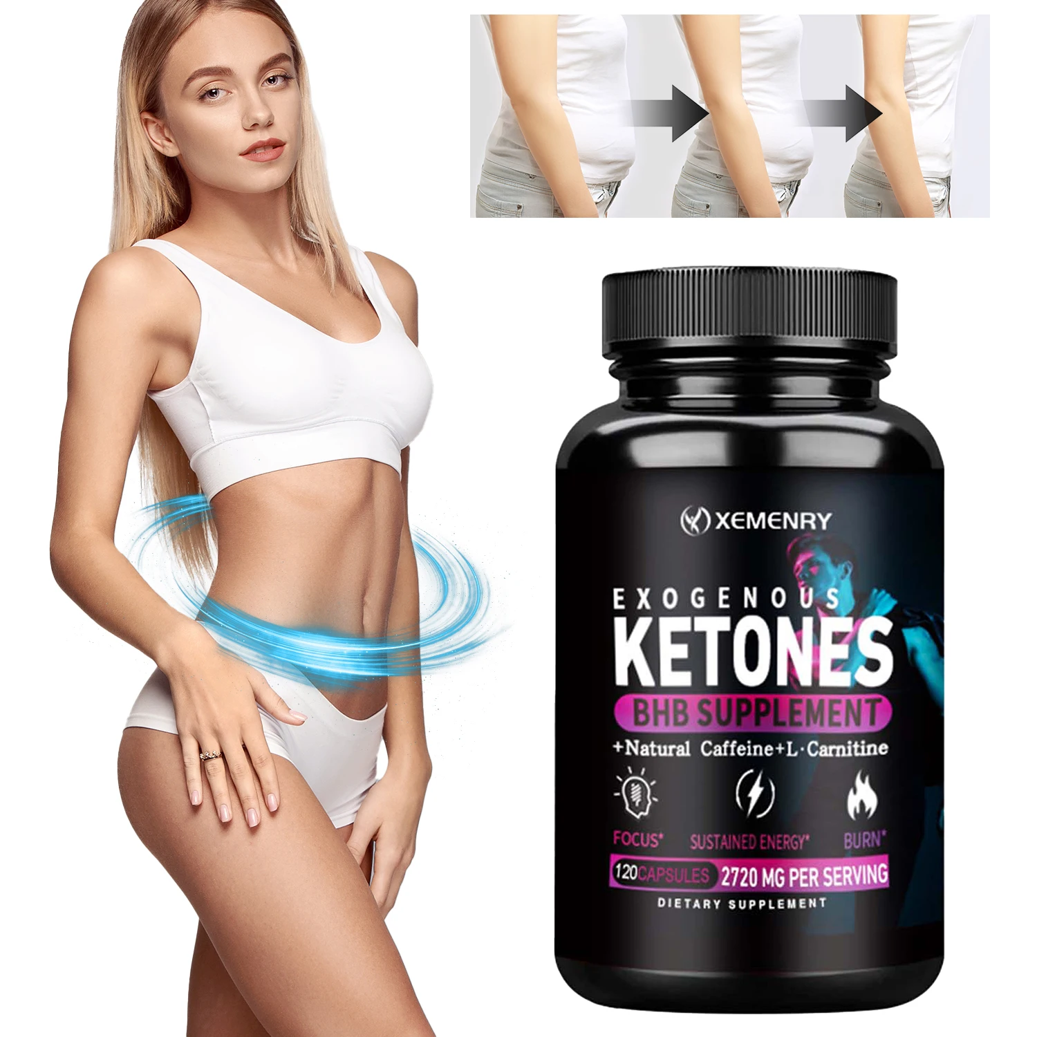 

Keto BHB Exogenous Ketone - Fat Burning, Boosts Immunity, Boosts Metabolism, Food Suppressant - 120 Capsules