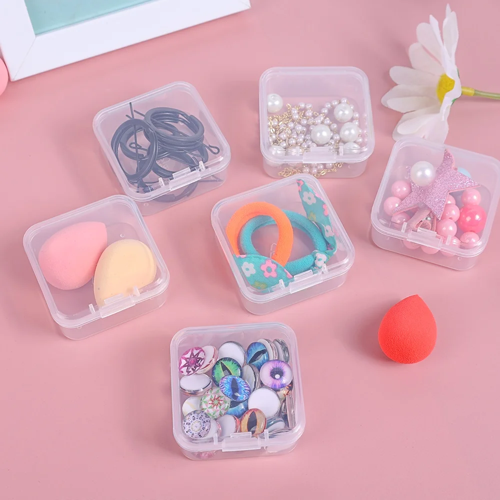 10pcs Square Transparent Storage Small Box Dust-Proof Jewelry Storage Box Transparent Plastic Jewelry Box With Lid 4.3x4.3x2cm