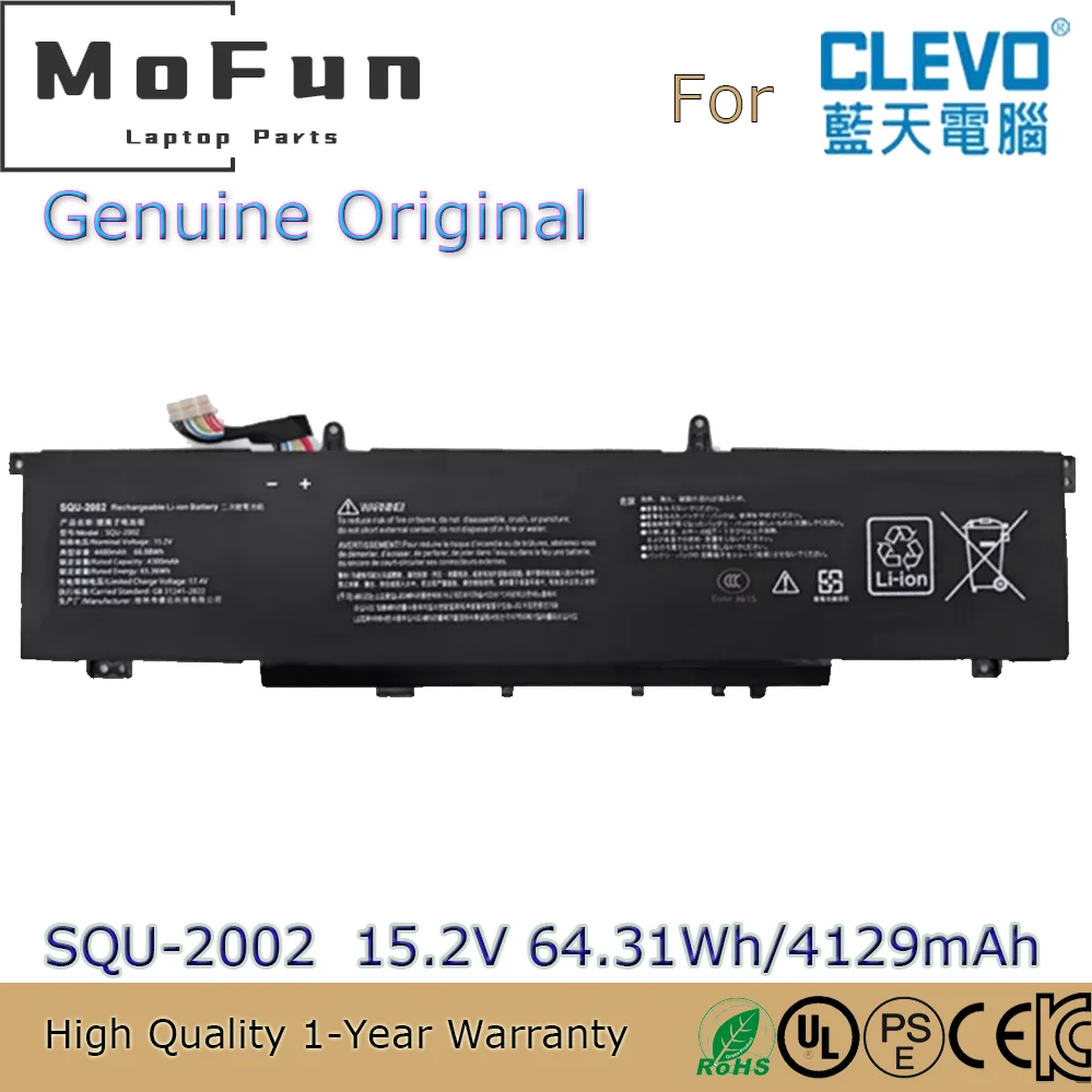 

Original Genuine SQU-2002 15.2V 64.31Wh Notebook Battery for Thunderobot zero 2021 Series 916QA139H