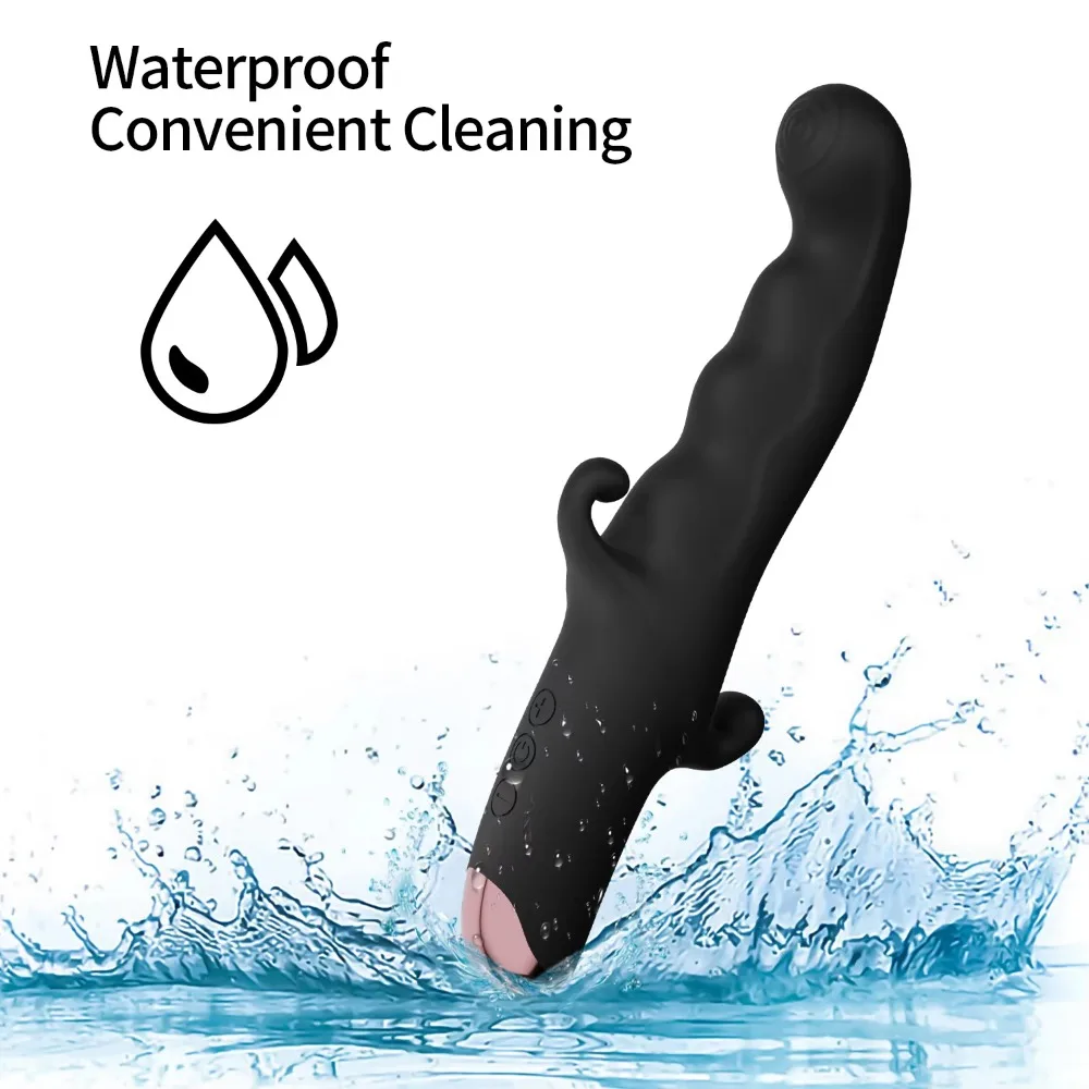 Consolador negro con vibración fuerte, vibrador de doble vibración, 10 frecuencias de vibración, alcance del orgasmo después de alcanzar el clímax