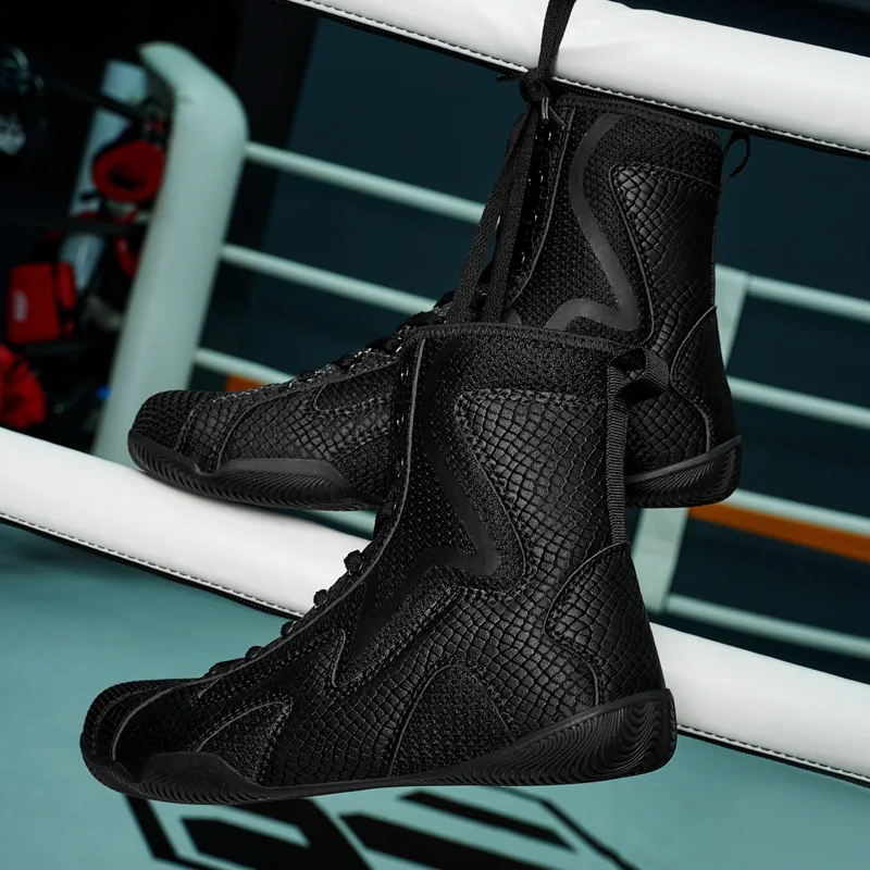 Zapatos de lucha profesional para entrenamiento de hombre, zapatillas de entrenamiento físico para interiores, notas antideslizantes, zapatos de boxeo para partido de lucha