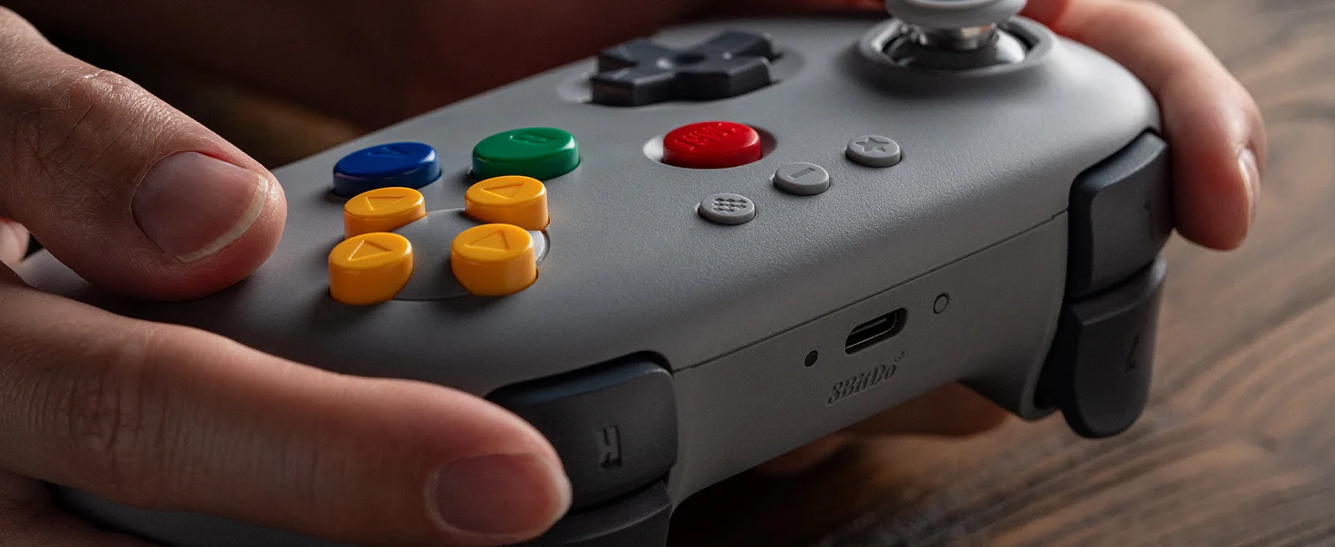 8Bitdo Grauer Controller 64 Bluetooth Gamepad für Analogue 3D, Switch/Switch 2, Windows und Android N64 Bluetooth Gamepad – Detail 3