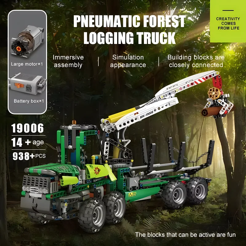 MOULD KING 19006 Technical Building Blocks The APP Pneumatic Forest Machine Truck MOC-32456 model Toys For Kids Christmas Gifts