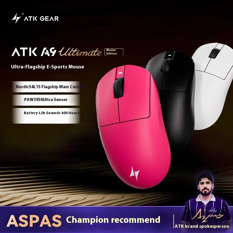 

Atk A9 Ultimate Wireless Mouse Master Edition Paw3950uitra 53gultra Lightweight Ergonomic Game E-Sports Mice Pc Custom Accessory