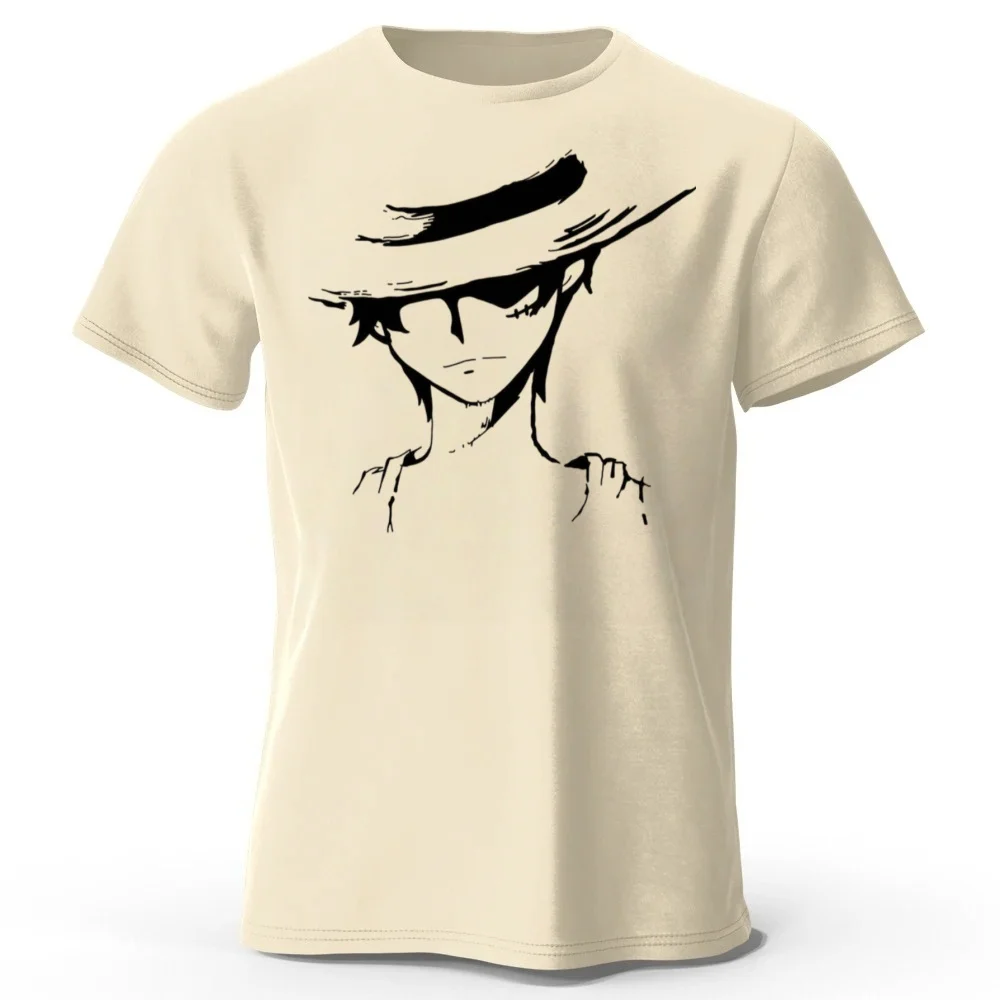 Camiseta Deportiva Holgada de Algodón Puro con Diseño de Luffy de One Piece, para Hombre y Mujer, Estilo Urbano, Tallas Grandes, Nueva Colección 2026