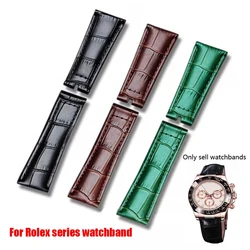 20mm Genuine Leather Watch Strap for Rolex Daytona Submariner Black Green Water Ghost Watch Accessories Men watchbands