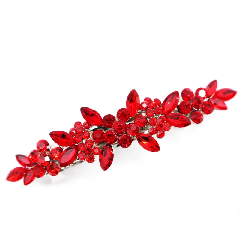 Trendy Hair Clips for Bridal Headpiece Alloy Rhinestone Red Party Wedding Head Clip Ornaments Accessories Bride Jewelry Tiaras