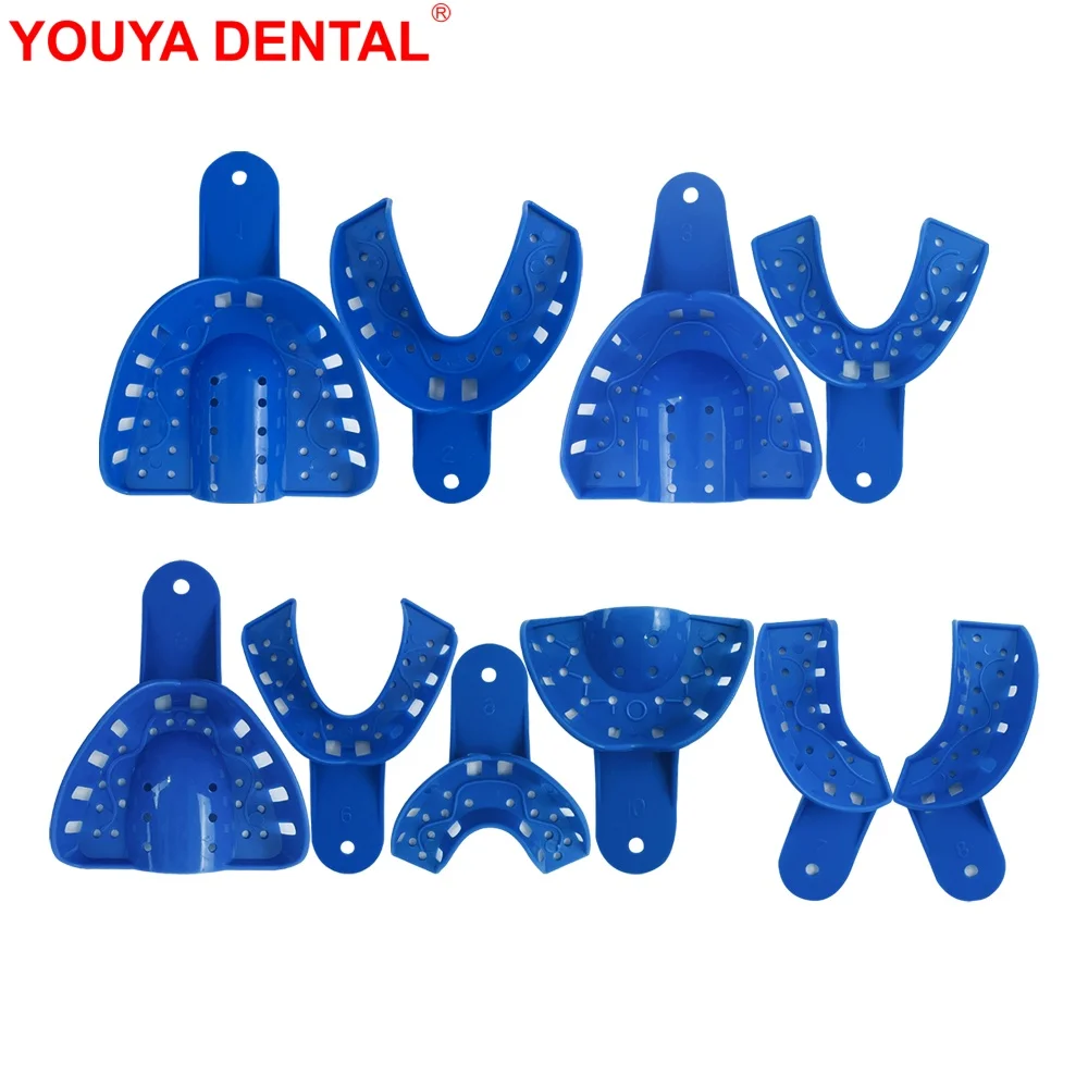 10pcs/set Plastic Dental Impression Trays Denture Model Materials Teeth Holders Dentistry Oral Hygiene Clinic Dentist Tooth Tray